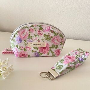 Cosmetic bag‎ & Keychain Floral Handmade
